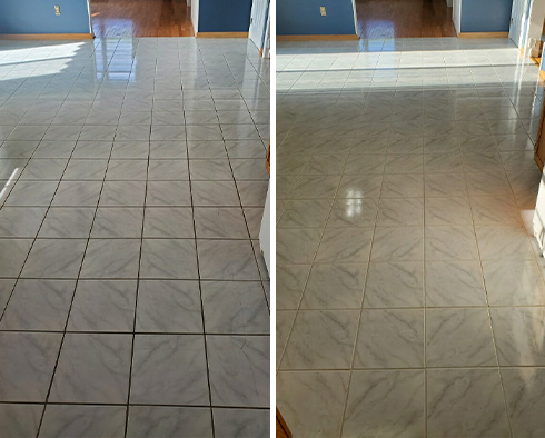 Floor Before and After a Grout Sealing in Macomb, MI
