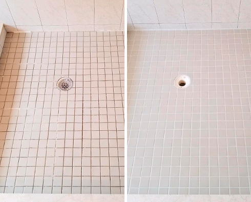 Shower Before and After a Grout Sealing in Macomb, MI