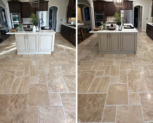 Kitchen Floor Before and After a Stone Sealing in Northville