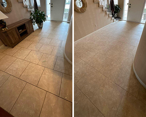 Floor Before and After a Grout Sealing in Rochester, MI
