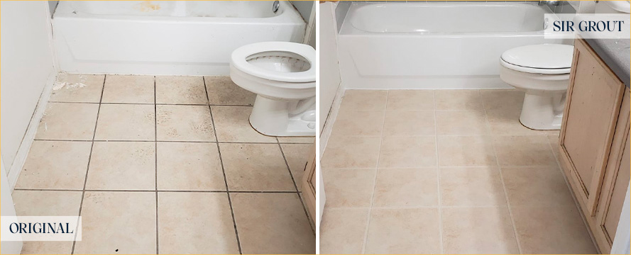 Bathroom Area Before and After a Service from Our Tile and Grout Cleaners in Birmingham