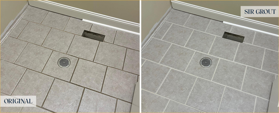Tile Floor Before and After a Grout Cleaning in Grosse Pointe Woods