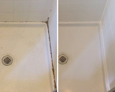 Shower Before and After Our Caulking Services in Beverly Hills, MI
