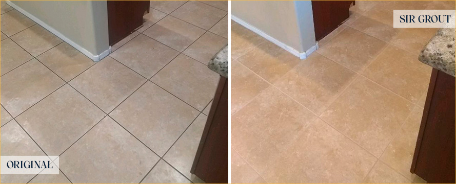 Floor Before and After an Excellent Grout Cleaning in Birmingham, MI