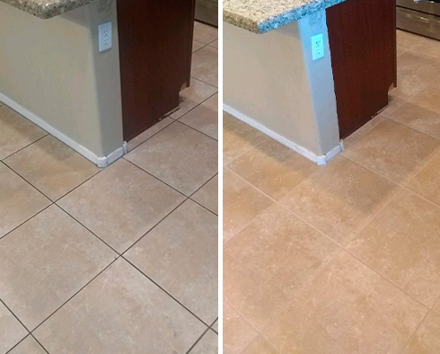 Floor Before and After a Grout Cleaning in Birmingham, MI