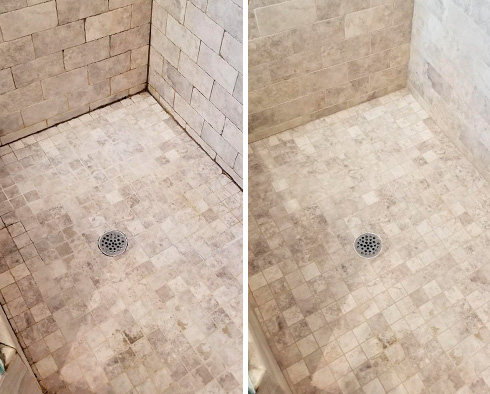 Shower Before and After a Grout Sealing in Birmingham, MI