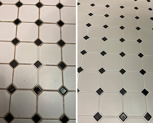 Floor Before and After a Grout Cleaning in Grosse Pointe, MI 