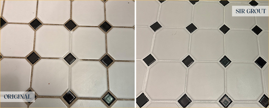 Floor Before and After a Flawless Grout Cleaning in Grosse Pointe, MI 