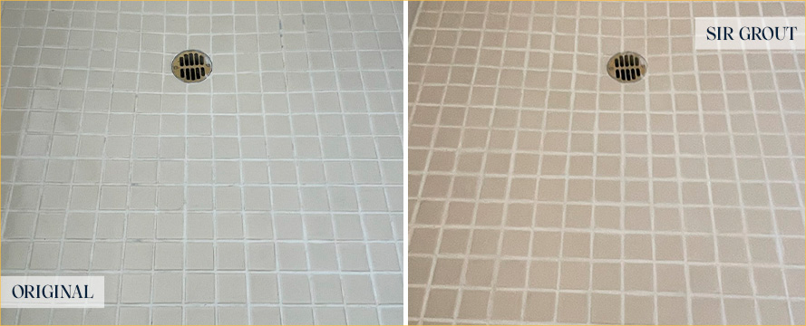 Shower Before and After an Excellent Grout Cleaning in Birmingham, MI