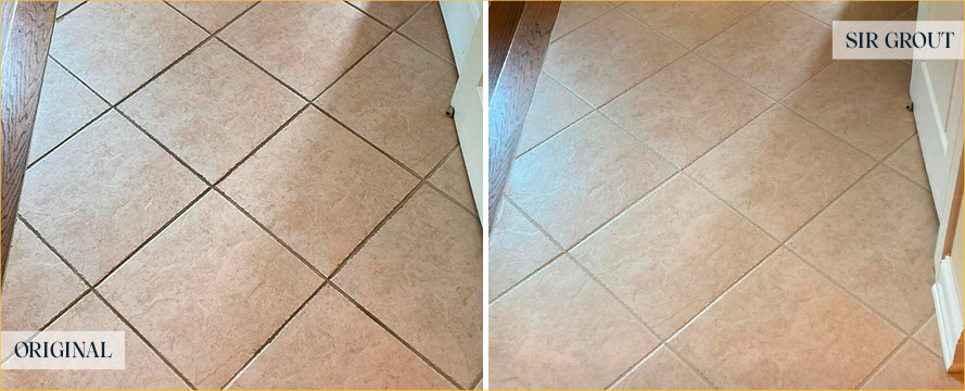 Floor Before and After an Excellent Grout Cleaning in Grosse Pointe, MI