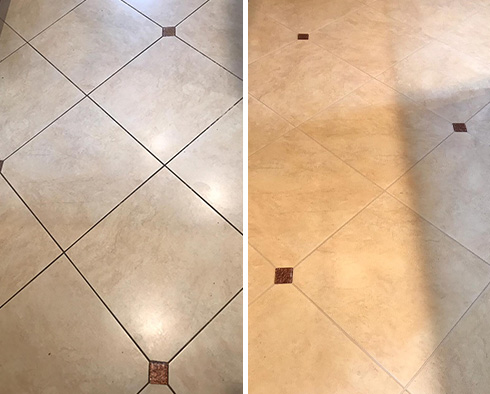 Kitchen Floor Before and After Our Birmingham Grout Sealing Service
