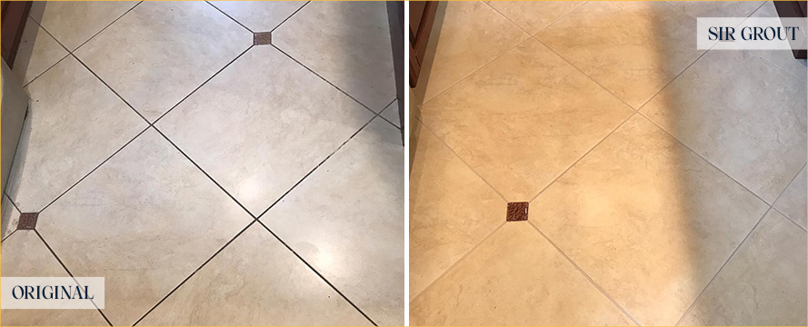 Kitchen Floor Before and After Our Birmingham Grout Sealing Service