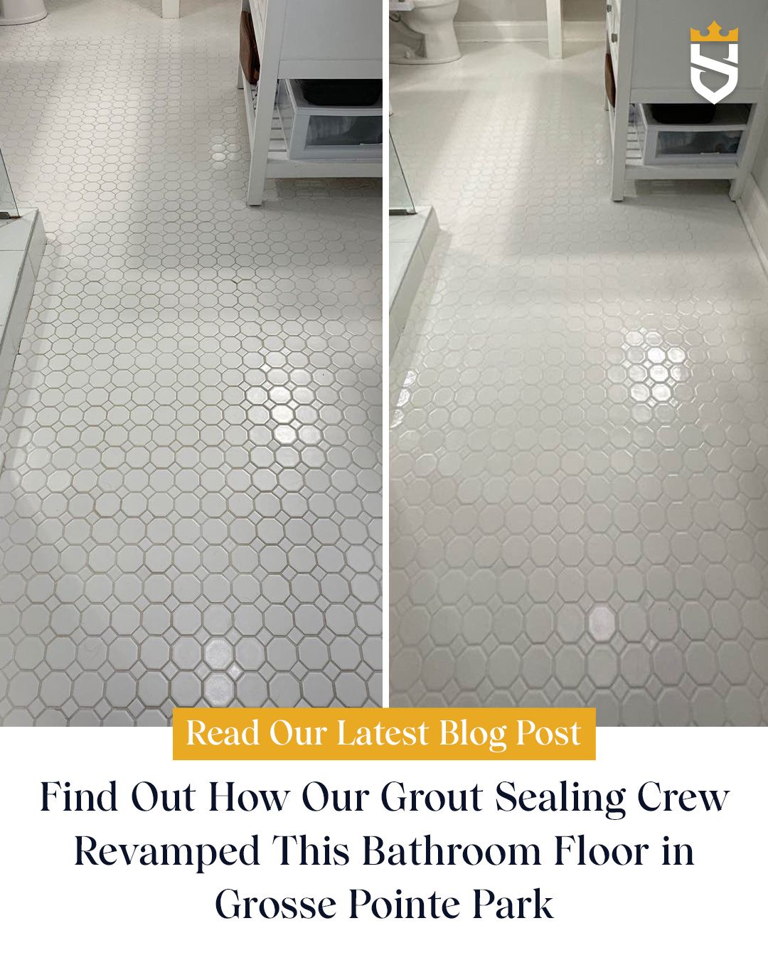 Find out how our grout sealing crew revamped this bathroom floor in Grosse Pointe Park